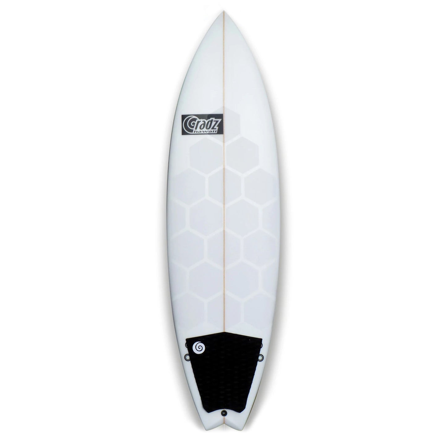 Installierte RSPro Hexa Traction Clear Edition auf einen Surfboard vor weißem Hintergrund.