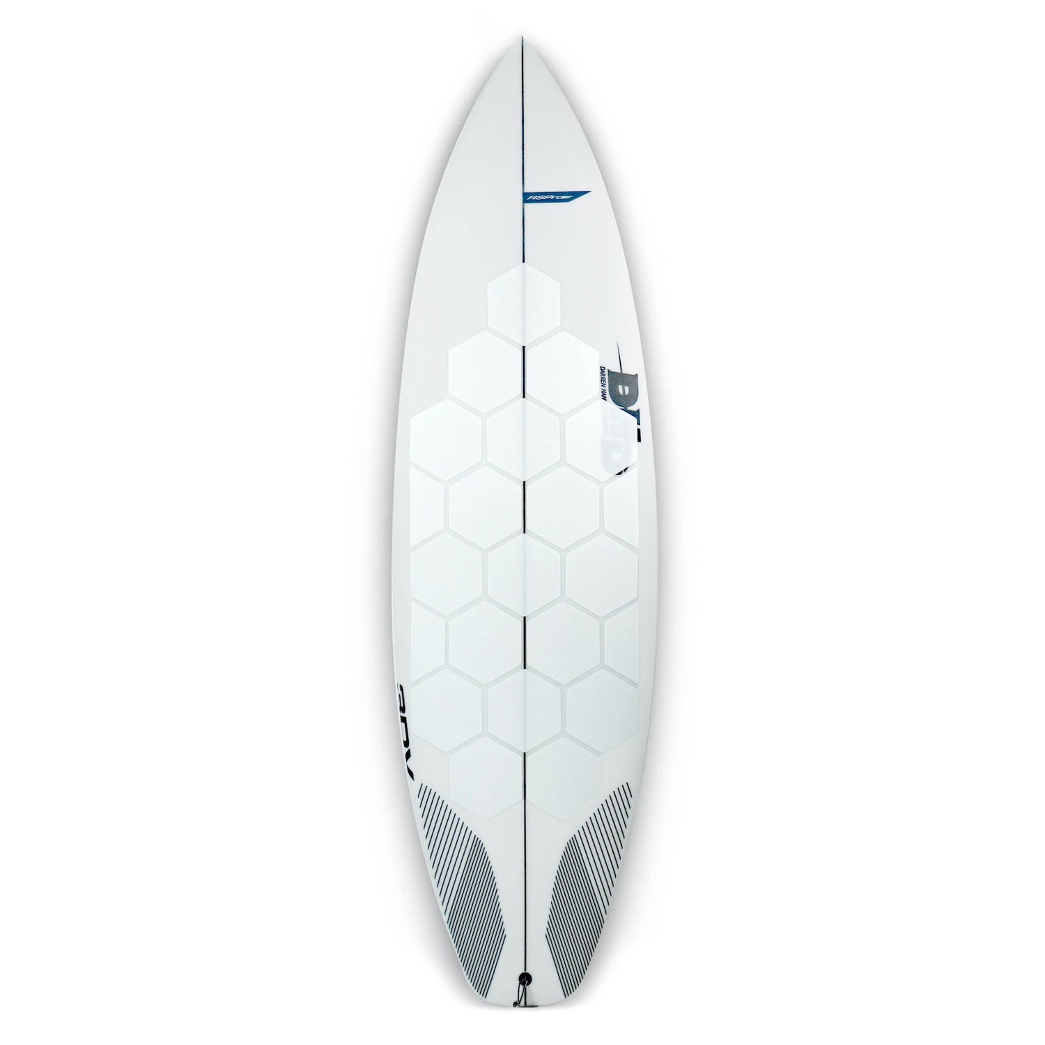 Installierte RSPro Hexa Traction White Edition auf einen Surfboard vor weißem Hintergrund.