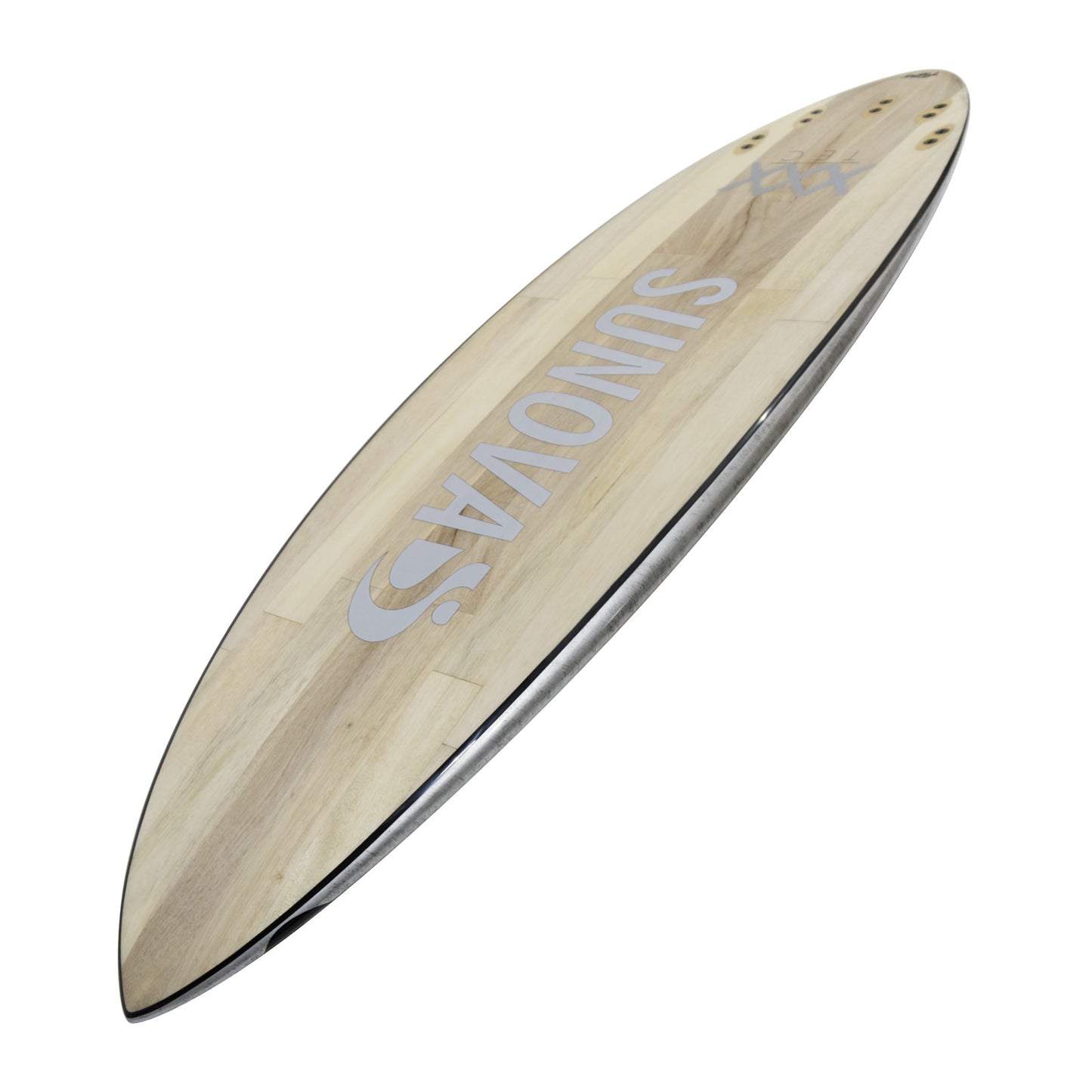 Perspektische Ansicht der Unterseite des Sunova Flash Wave SUP Board in der XXX Bauweise.
