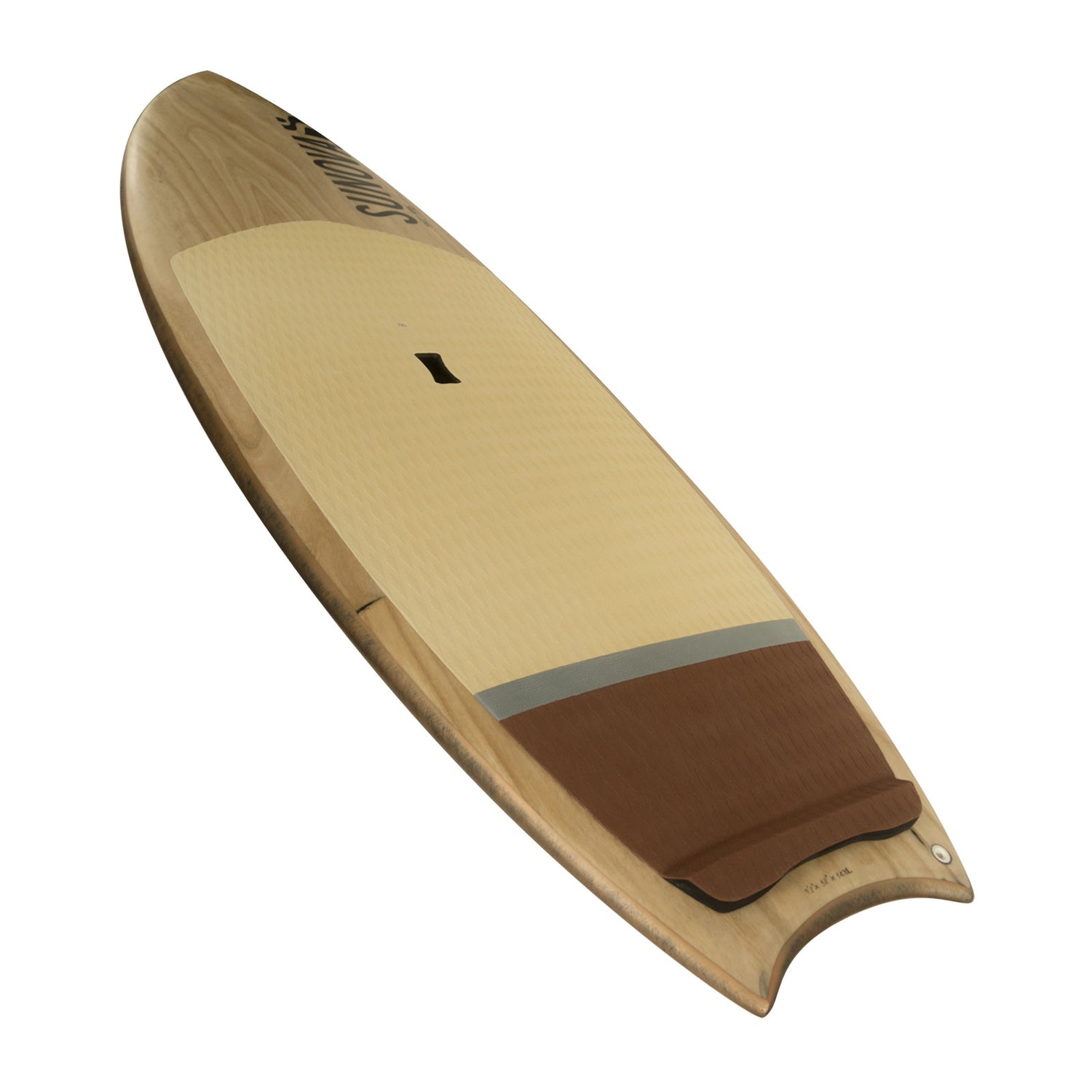 Perspektivische Heck Ansicht des Sunova Skate Wave SUP Board in der TR3 Bauweise.