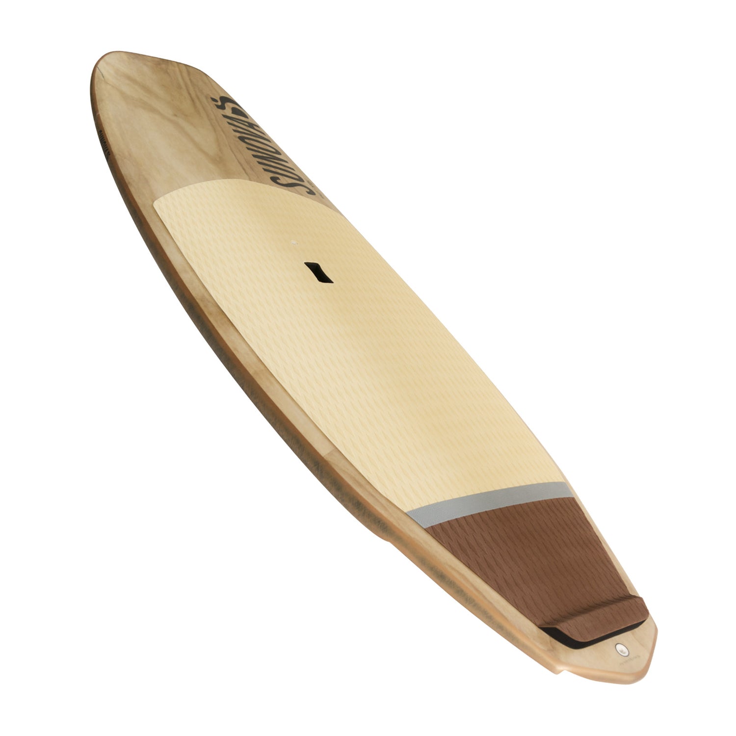 Perspektivische Heck Ansicht des Sunova Speeed Wave SUP Board in der TR3 Bauweise.