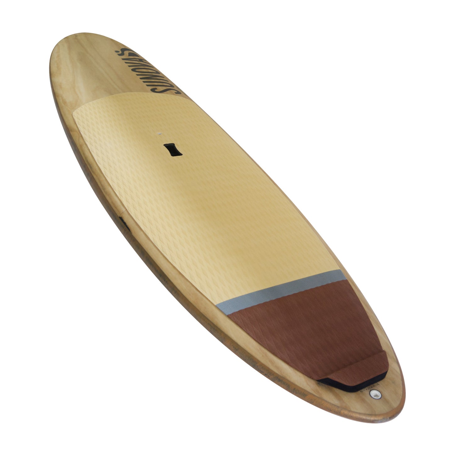 Perspektivische Heck Ansicht des Sunova Surf Wave SUP Board in der TR3 Bauweise.