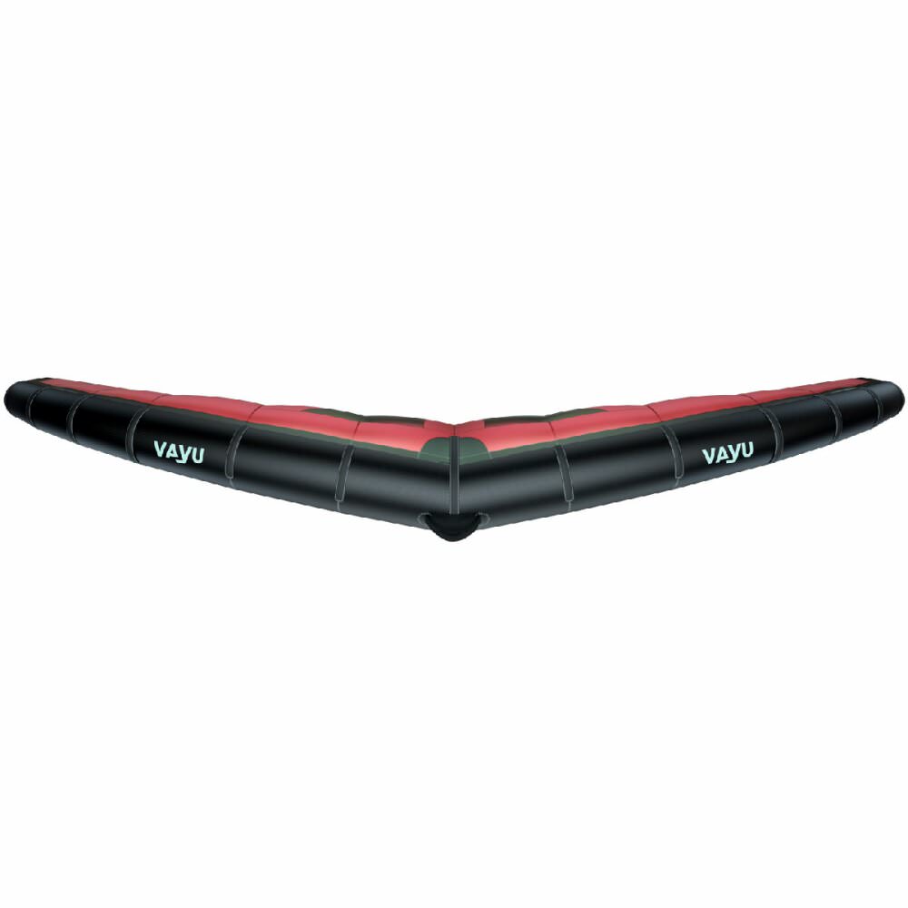 Ansicht der Vorderseite des Vayu VVing V2 Wingfoil Wing in rot-grün.